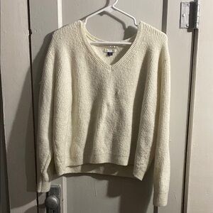 American Eagle Outfitters Cream V-Neck Sweater